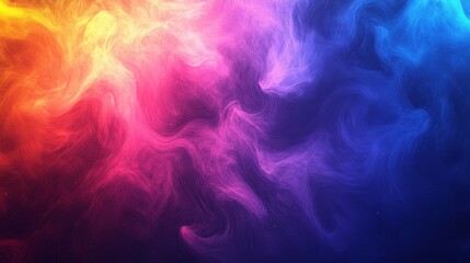 Poster - A mesmerizing blend of colors, with yellow, orange, pink, and blue swirling smoke creating a dynamic and ethereal abstract background.