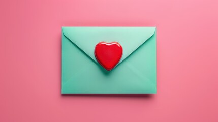 Canvas Print - The teal envelope with heart