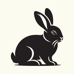 Poster - Bunny black silhouette Illustration Vector