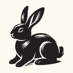 Canvas Print - Bunny black silhouette Illustration Vector