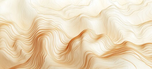 Abstract Topographic Lines Background in Light Brown and Beige Colors