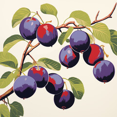 Wall Mural - there are many plums on the branch of a tree