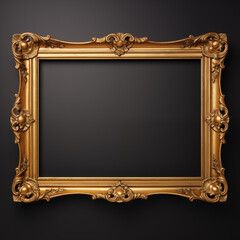 Wall Mural - a close up of a gold frame on a black wall