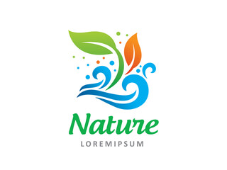 Wall Mural - Nature Leaf Logo Template Design Vector. Icon. Symbol. Emblem.