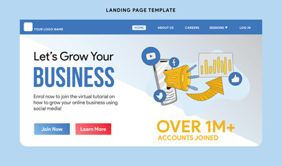 Digital marketing team constructing landing or home page