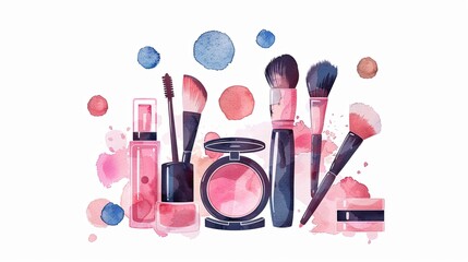 Wall Mural - an arrangement with makeup brushes 