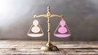 © decorator - Gender equality  male and female symbols on scale, balance and parity shown on clear background