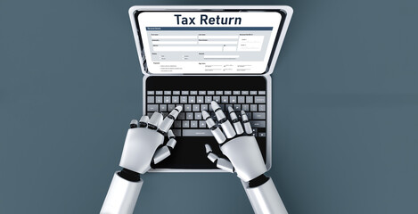 Online tax return form for submitting individual income tax return form snugly on the internet website. Government web for tax payment and return. Taxation technology concept. 3D illustration