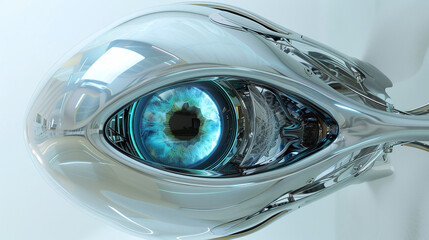 Wall Mural - Cybernetic Eye with Advanced Digital Interface and High-Tech Circuitry