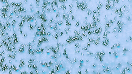 Biological cells blue green particles microbiology biochemistry art illustration abstract background.