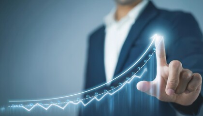 business development to success and growing growth concept, businessman pointing arrow graph