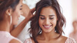 © Sunday Cat Studio - A joyful moment between friends as one styles the hair of the other, capturing beauty, laughter, and shared happiness.