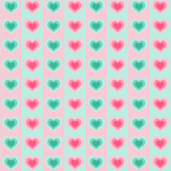 Wall Mural - Seamless hearts pattern.Repeat pattern with green and pink heart for Christmas.Valentine vector graphic background.
