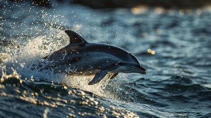 Poster -   A dolphin leaps from water with an open mouth and exposed head