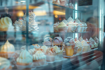 Wall Mural - Ice cream showcase in gelato shop