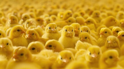 Poster -   A group of smaller yellow ducks in a group of smaller yellow ducks