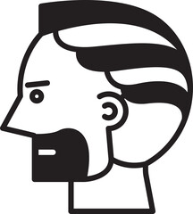 Sticker - Beard Man Face Avatar Side View Illustration
