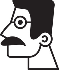 Sticker - Beard Man Face Avatar Side View Illustration
