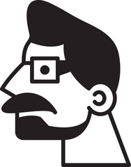 Sticker - Beard Man Face Avatar Side View Illustration
