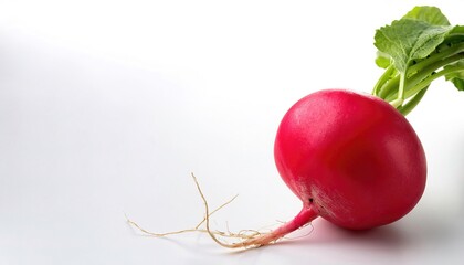 Wall Mural - radish - Raphanus sativus - is a flowering plant in the mustard family used as a root vegetable, although the entire plant is edible including the leaves. isolated on white background with copy space