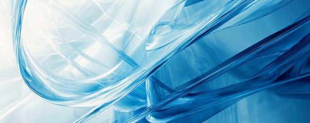 Wall Mural - Abstract blue and white flowing shapes with smooth gradients and light effects