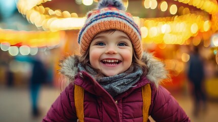 Child at autumn fair festival holiday composition background