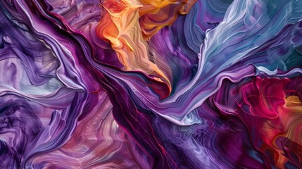 Canvas Print - A painting of a colorful swirl with purple, orange, and blue hues