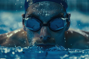 Sticker - Professional man wearing goggles in swimming pool