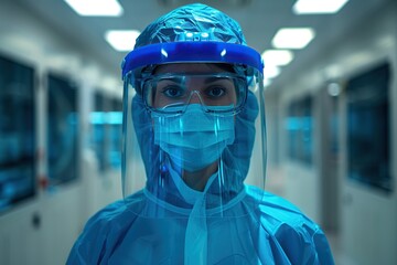 Female doctor in protective uniform in safety measures