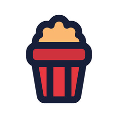 Sticker - popcorn flat line icon