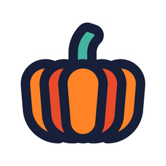 Sticker - pumpkin flat line icon