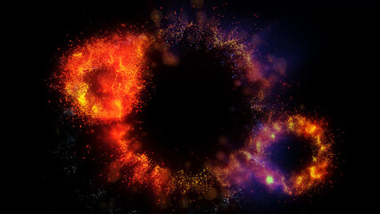 Wall Mural - Colorful fireworks flash in the dark sky