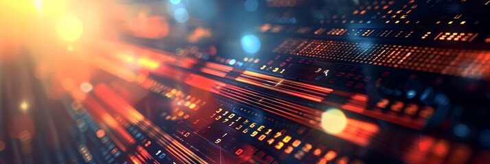 Canvas Print - a colorful image of a computer screen with many numbers and letters. concept of technology and compl