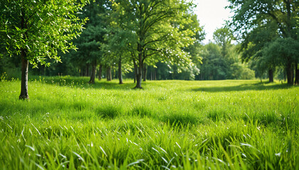 Poster - Prairie ensoleillée au milieu des arbres