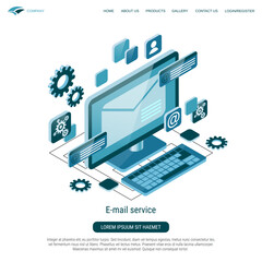 Wall Mural - E-mail service flat 3d isometric vector concept illustration