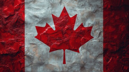 Poster - Textured Canadian Flag with Bold Maple Leaf Design