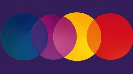 Wall Mural - Colorful Overlapping Circles on Dark Background