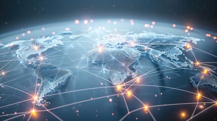 Poster - A global supply chain network with interconnected logistics points. Generative AI.