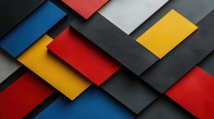 Poster - Abstract Composition of Colorful Geometric Shapes