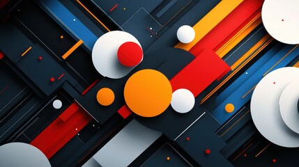 Poster - Abstract Geometric Composition with Bold Colors and Shapes