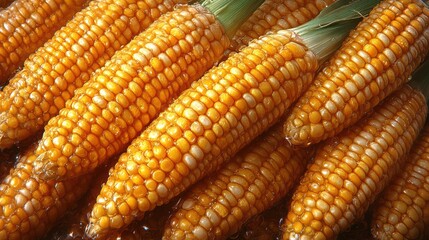 Sticker - Close-Up of Fresh Golden Corn Ears on Display