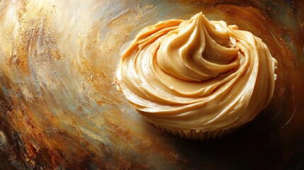 Wall Mural - Delicious Cupcake with Creamy Frosting on Artistic Background