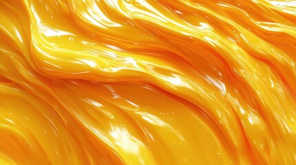 Canvas Print - Glossy Yellow Fluid Swirls and Texture