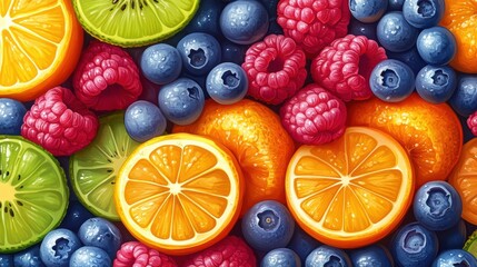 Wall Mural - Vibrant Assortment of Fresh Fruits and Berries