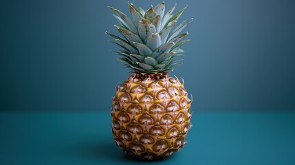 Sticker - Vibrant Pineapple Against a Blue Background