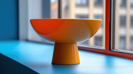 Poster - Modern Orange Bowl on Blue Windowsill