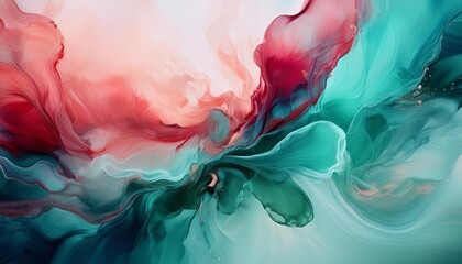 Wall Mural - Abstract splashes in rich jewel tones of emerald, sapphire, and ruby, gently diffused into a