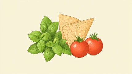 Fresh Ingredients: Tomatoes, Basil, and Tortilla Chips