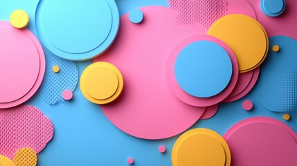 Wall Mural - Vibrant Geometric Circles on Blue Background