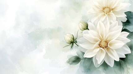 Wall Mural - Elegant flower with watercolor style for background and invitation wedding card, AI generated